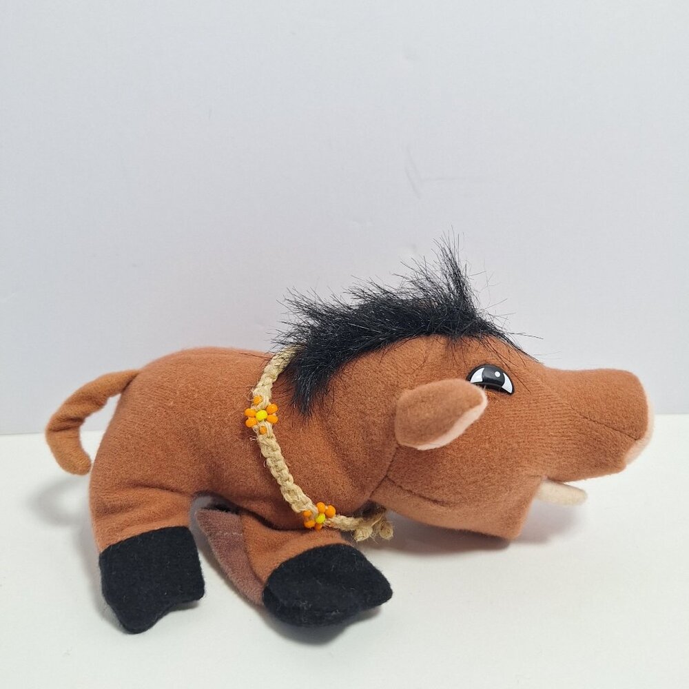 Lion King Pumba Plush Finger Puppet Orange Beaded Collar